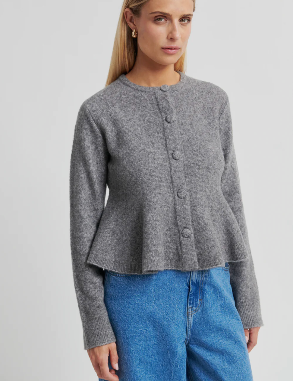 Hiva Peplum Knit Cardigan