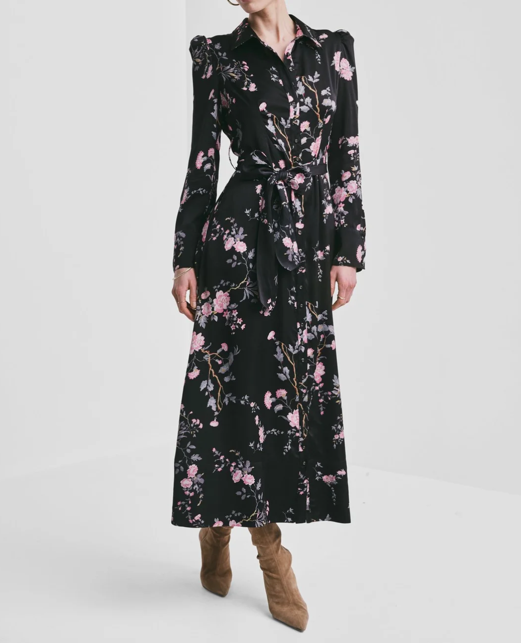 Satin belt dress