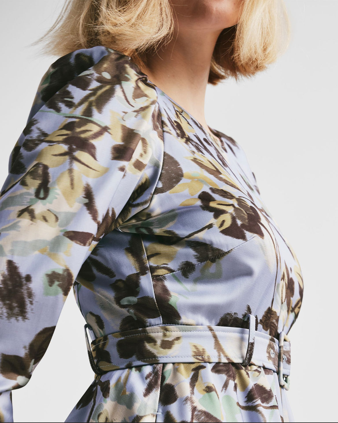 Tailored satin Belt Dress