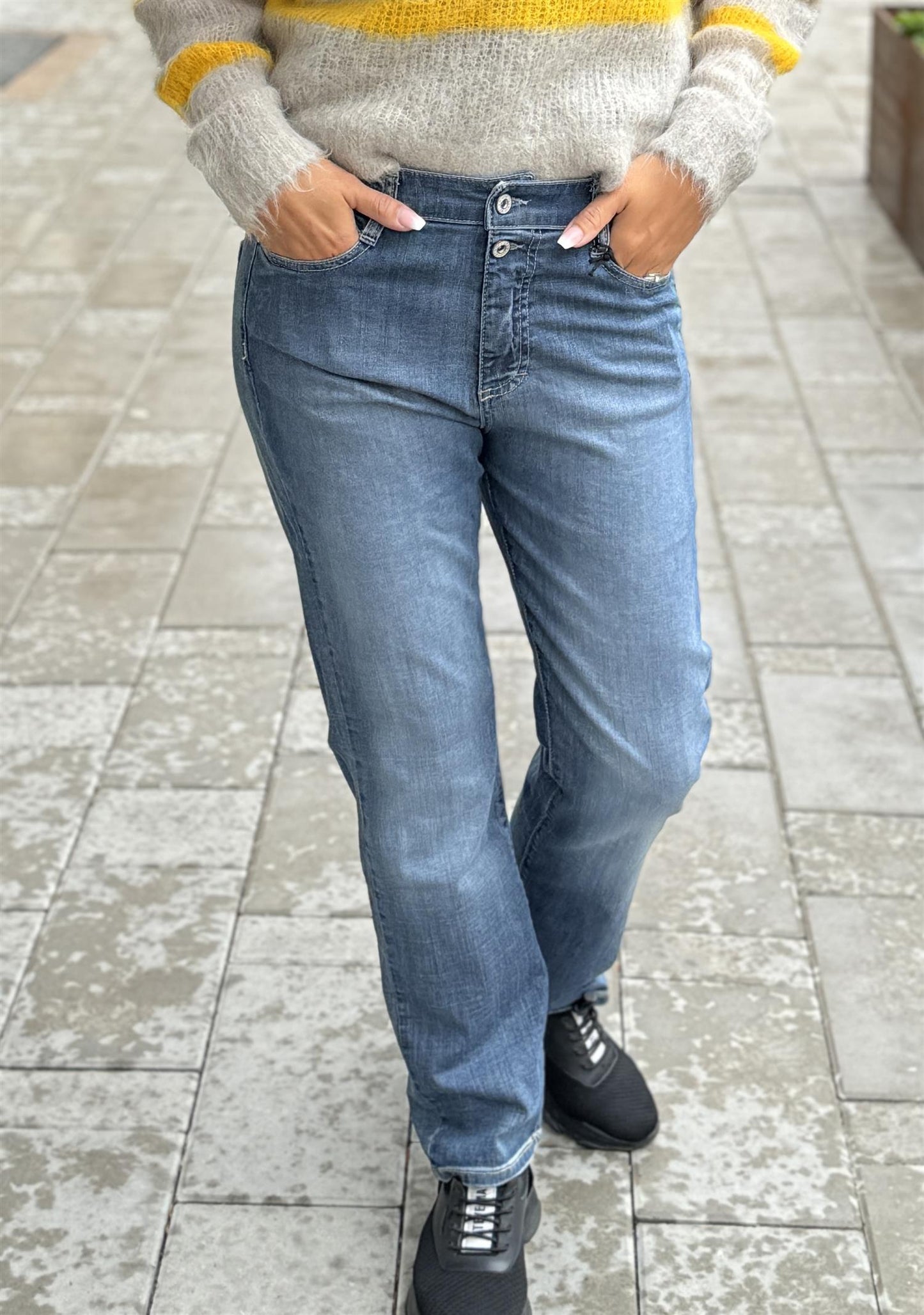 2B Girlfriend jeans - Blue denim