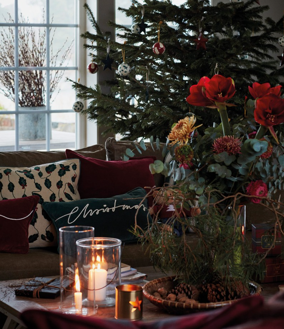 Pute M/Julemotiv Christmas, Bomullsfløyel