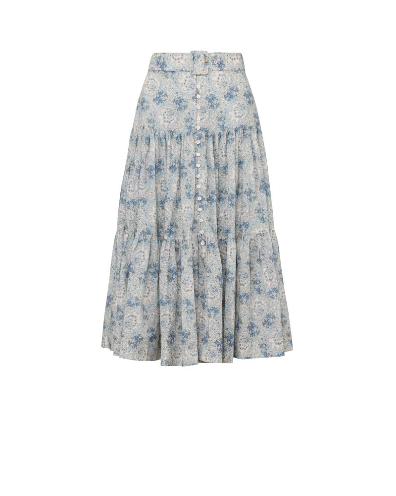 Cotton Slub Midi Skirt