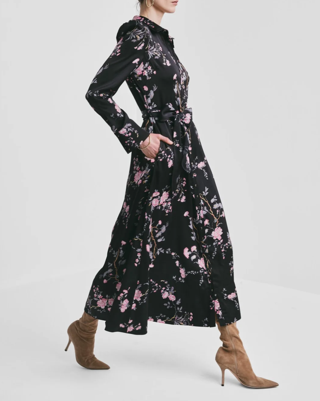 Satin belt dress