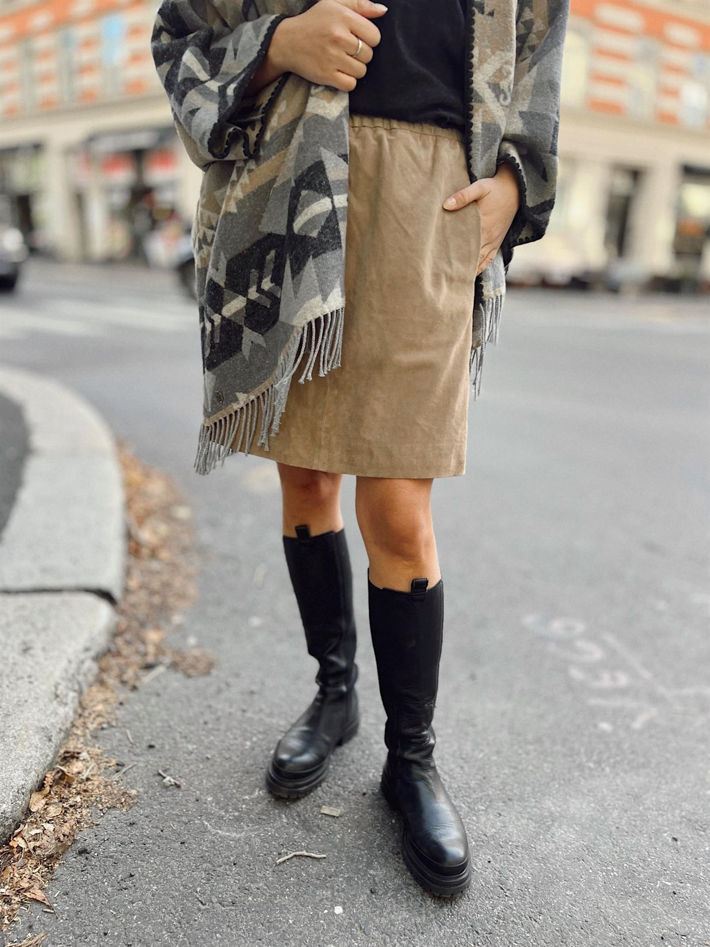 Suede Leather skirt - beige