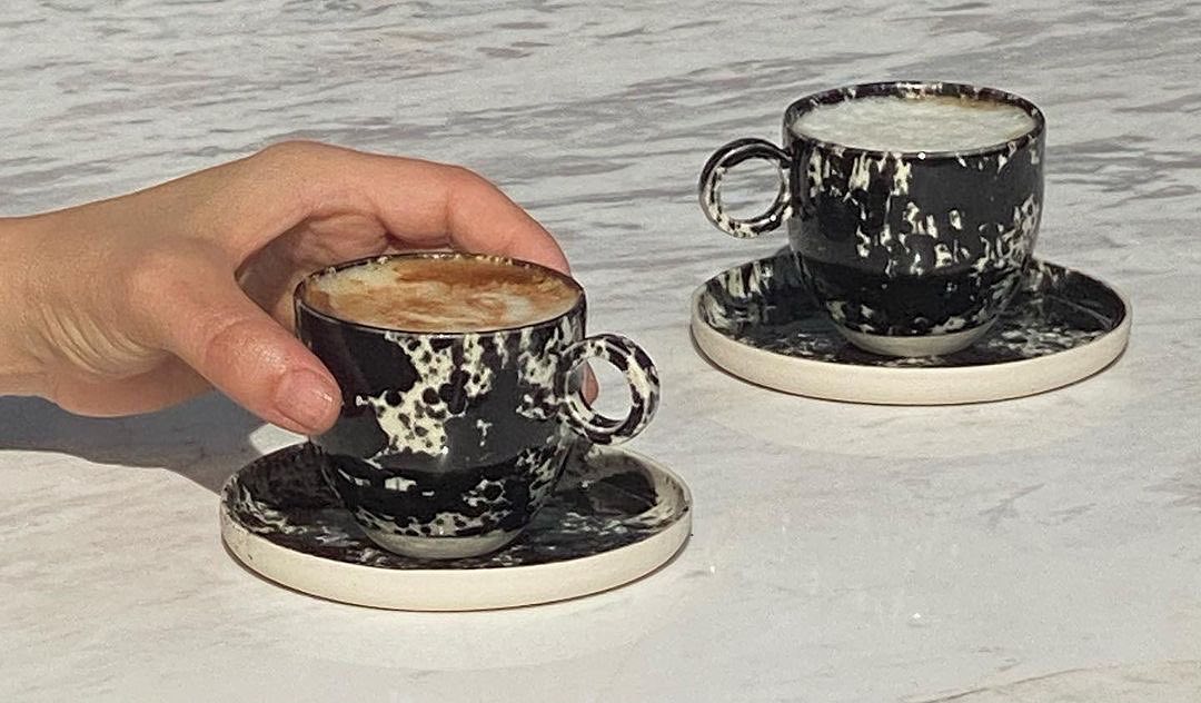 Black Splatter Espresso cup - Ceramics