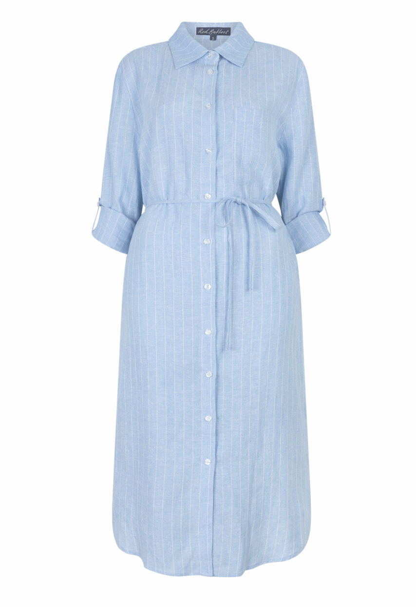 Shirtdress Linen/Visco Pinstripe