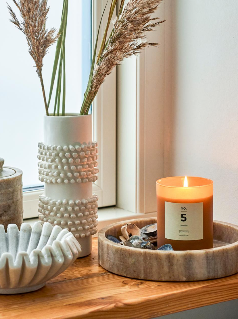 Barrit Vase - Hvit -  Stentøj