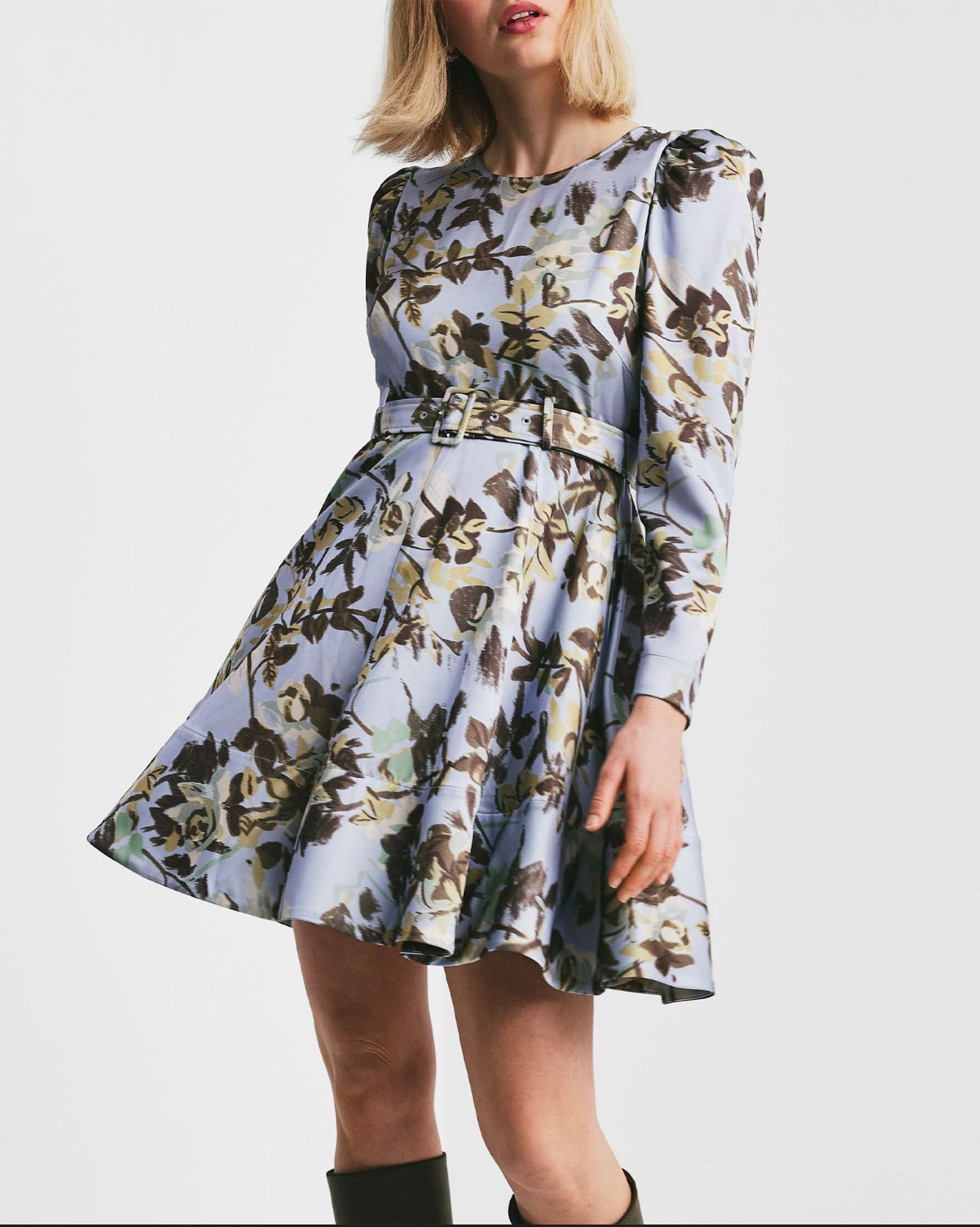 Tailored satin Belt Dress