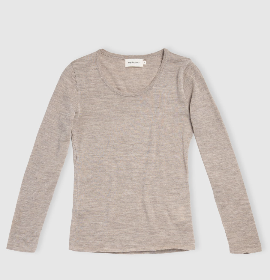 Longsleeve merinoull genser - Sand