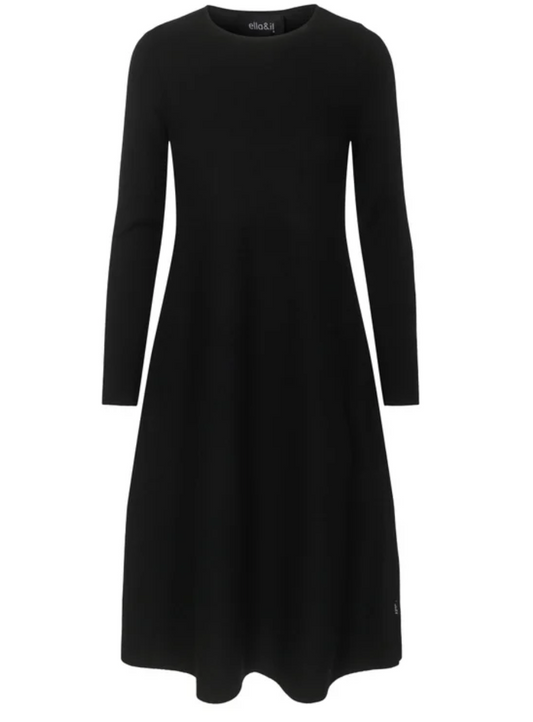 Cecilie Long Merino Dress - Black