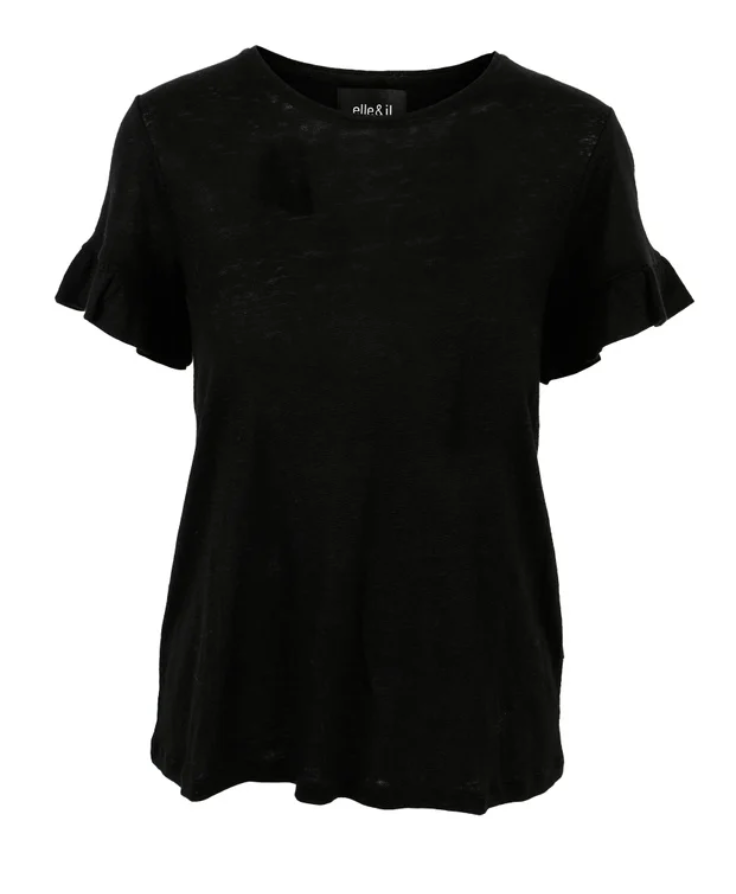 Lara Linen t-skjorte - Black