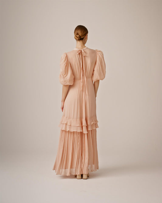 Chiffon tieback gown - Light pink