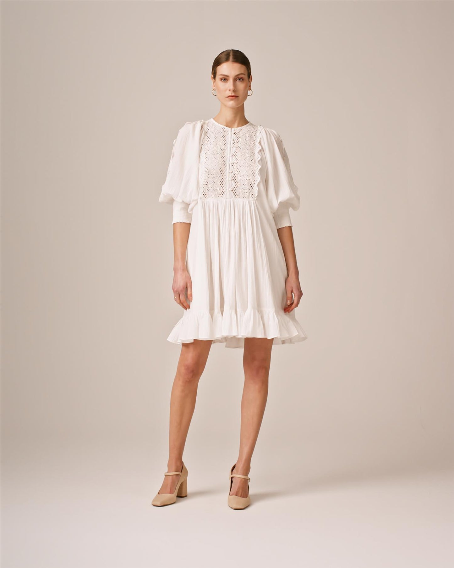 Cotton Slub Shift Dress - Perfect white